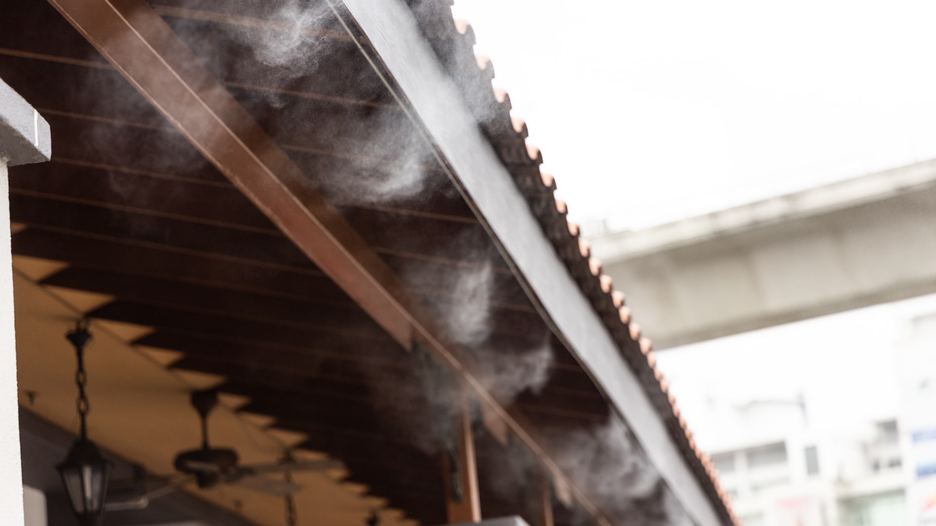 Image of Misting System on Eaves of Roof